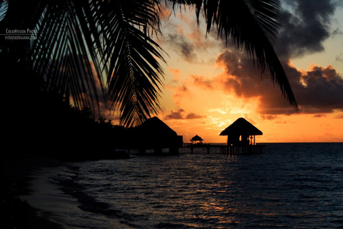 sunset at Kuramathi Island Resort Maldives